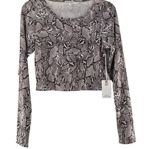 Good American Crop Snake Print Mesh Top Size Medium